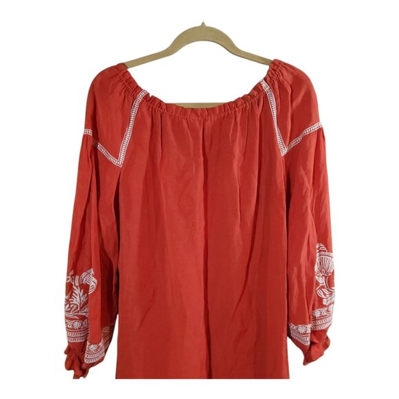 Maje Ramette Embroidered Long Sleeve Linen Blend Shift Dress Women's 1 / Small - Picture 9 of 10